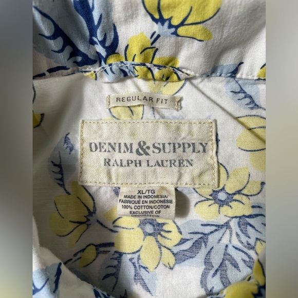Denim and Supply Ralph Lauren Floral Hawaiian Print Button down shirt men Sz XL - Picture 8 of 8